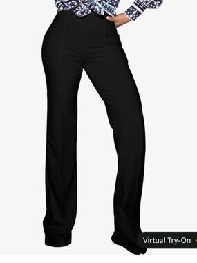 High-Waist Black Wide-Leg Women's Pants